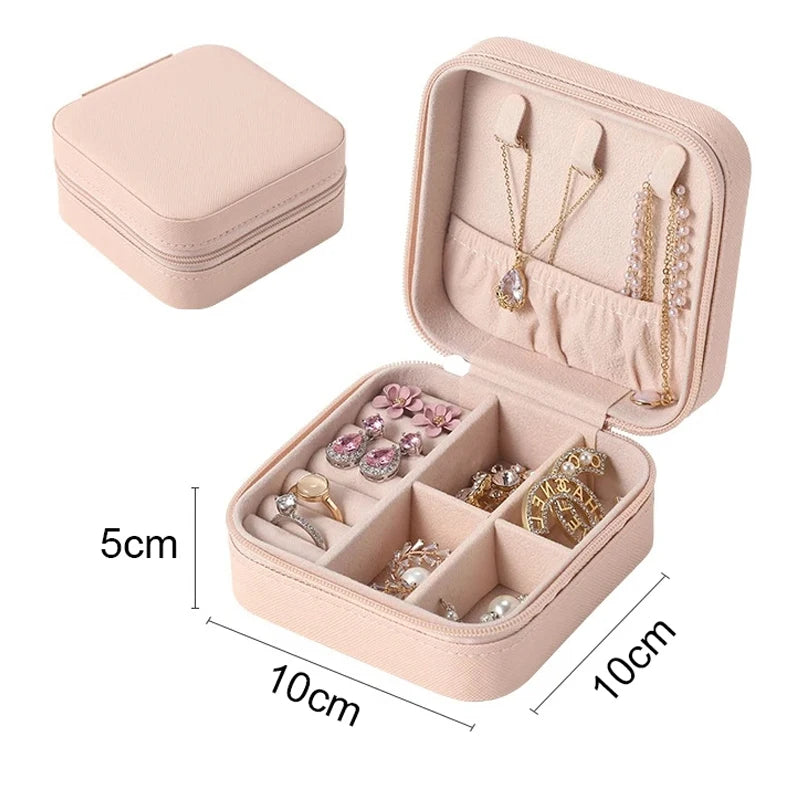 1pc Portable Jewelry Storage Box Home Travel Earrings Necklace Ring Jewelry Box Mini Layered Jewelry Display Case