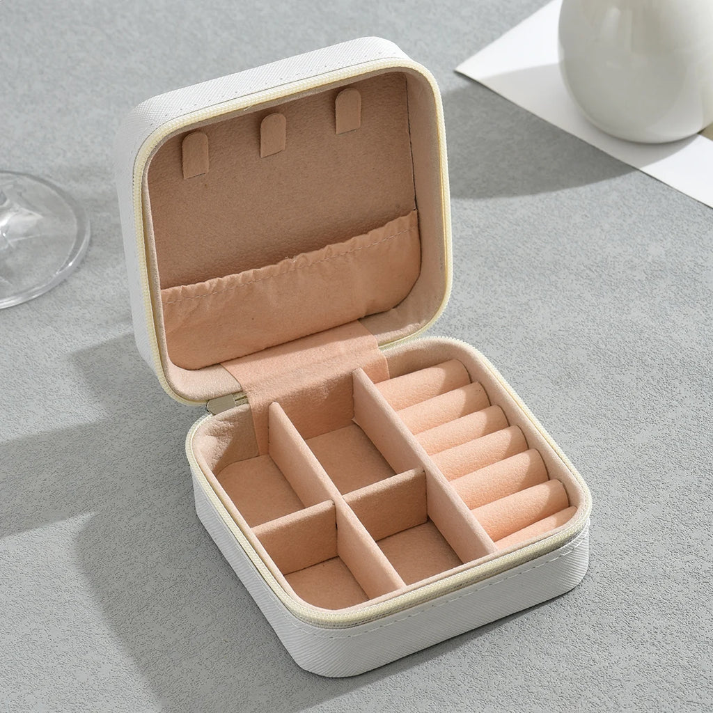 1pc Portable Jewelry Storage Box Home Travel Earrings Necklace Ring Jewelry Box Mini Layered Jewelry Display Case