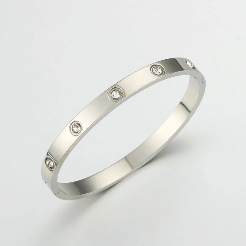 Men's Fashion Sparkling Bangle Bracelet Gold Love Bracelet Light Luxury Ins Hand Jewelry Gift for Women Men