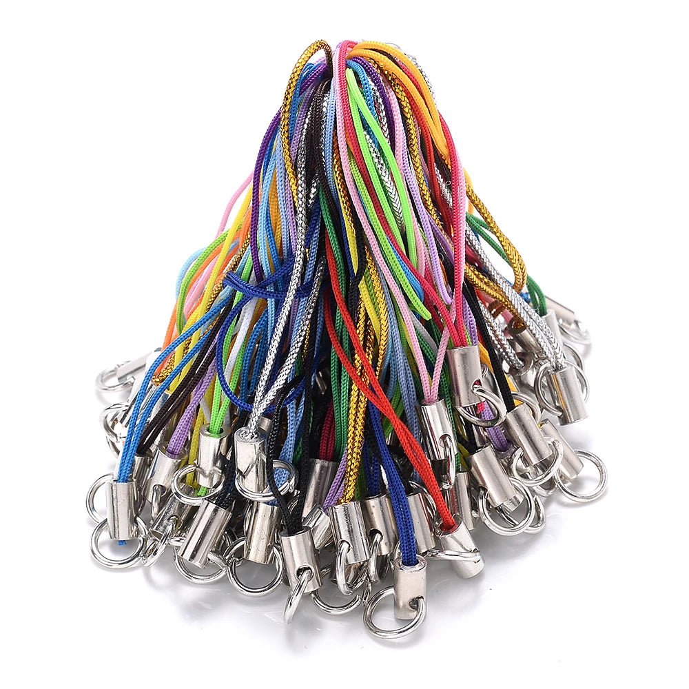 iYOE 100pcs Mix Polyester Cord With Jump Ring Lanyard Rope For Making Keychain DIY Craft Pendant Handmade Materials