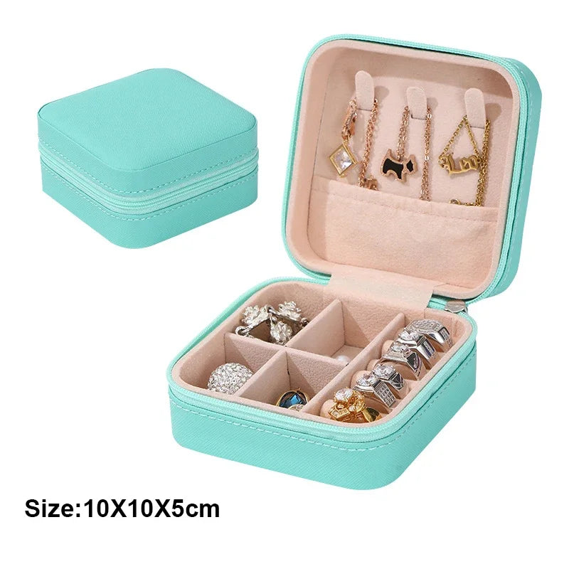 1pc Portable Jewelry Storage Box Home Travel Earrings Necklace Ring Jewelry Box Mini Layered Jewelry Display Case